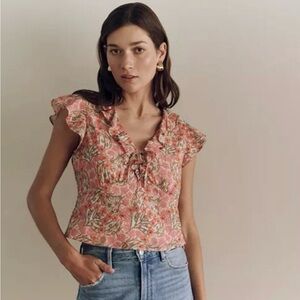 NWOT Farrow  Floral Ruffle Blouse